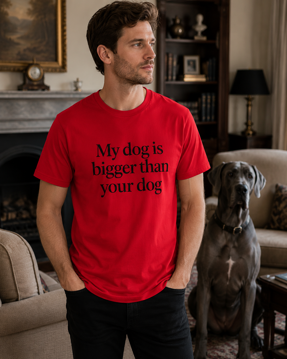 My Dog Is Bigger Than Your Dog T-Shirt, Funny Dog Owner Shirt, Large Dog Tee, Great Dane Gift, Bold Statement Shirt