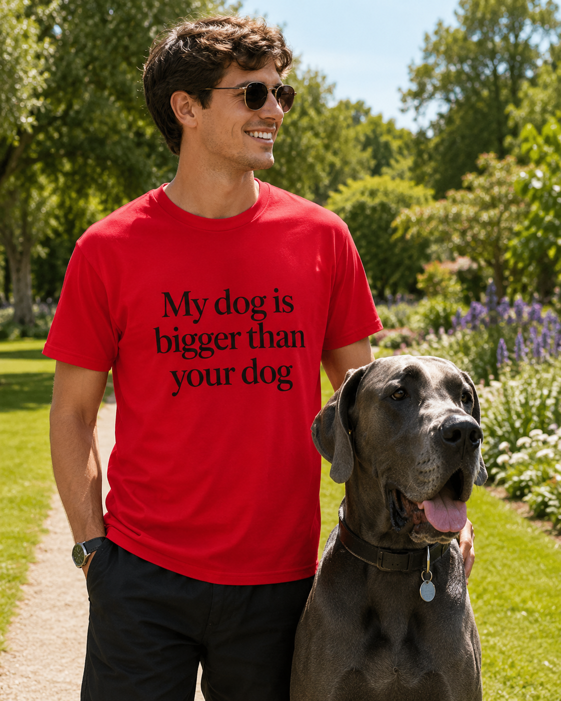 My Dog Is Bigger Than Your Dog T-Shirt, Funny Dog Owner Shirt, Large Dog Tee, Great Dane Gift, Bold Statement Shirt