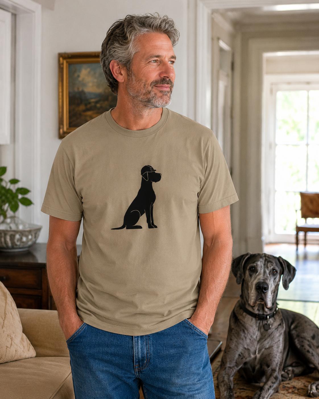 Unisex Great Dane T-Shirt, Dog Lover Shirt, Minimalist Logo Tee, Developer & The Dane