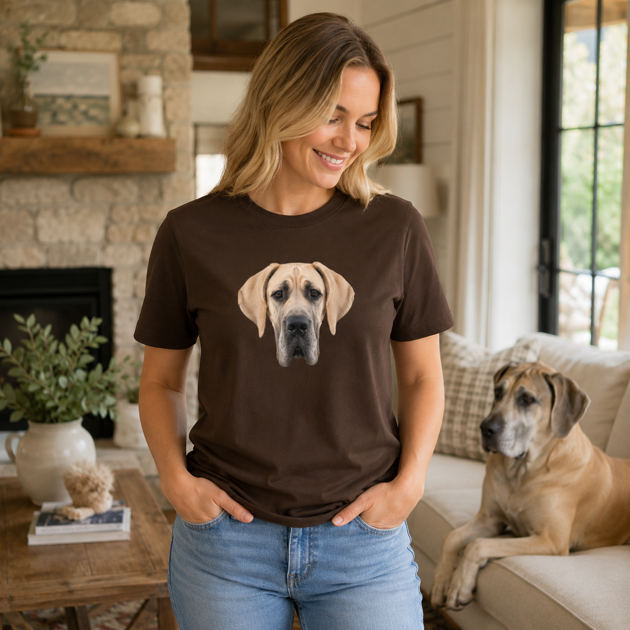 Great Dane T-Shirt, Fawn Great Dane Shirt, Dog Lover Gift, Gift for Dog Mum or Dad