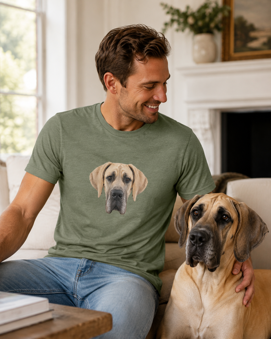 Great Dane T-Shirt, Fawn Great Dane Shirt, Dog Lover Gift, Gift for Dog Mum or Dad