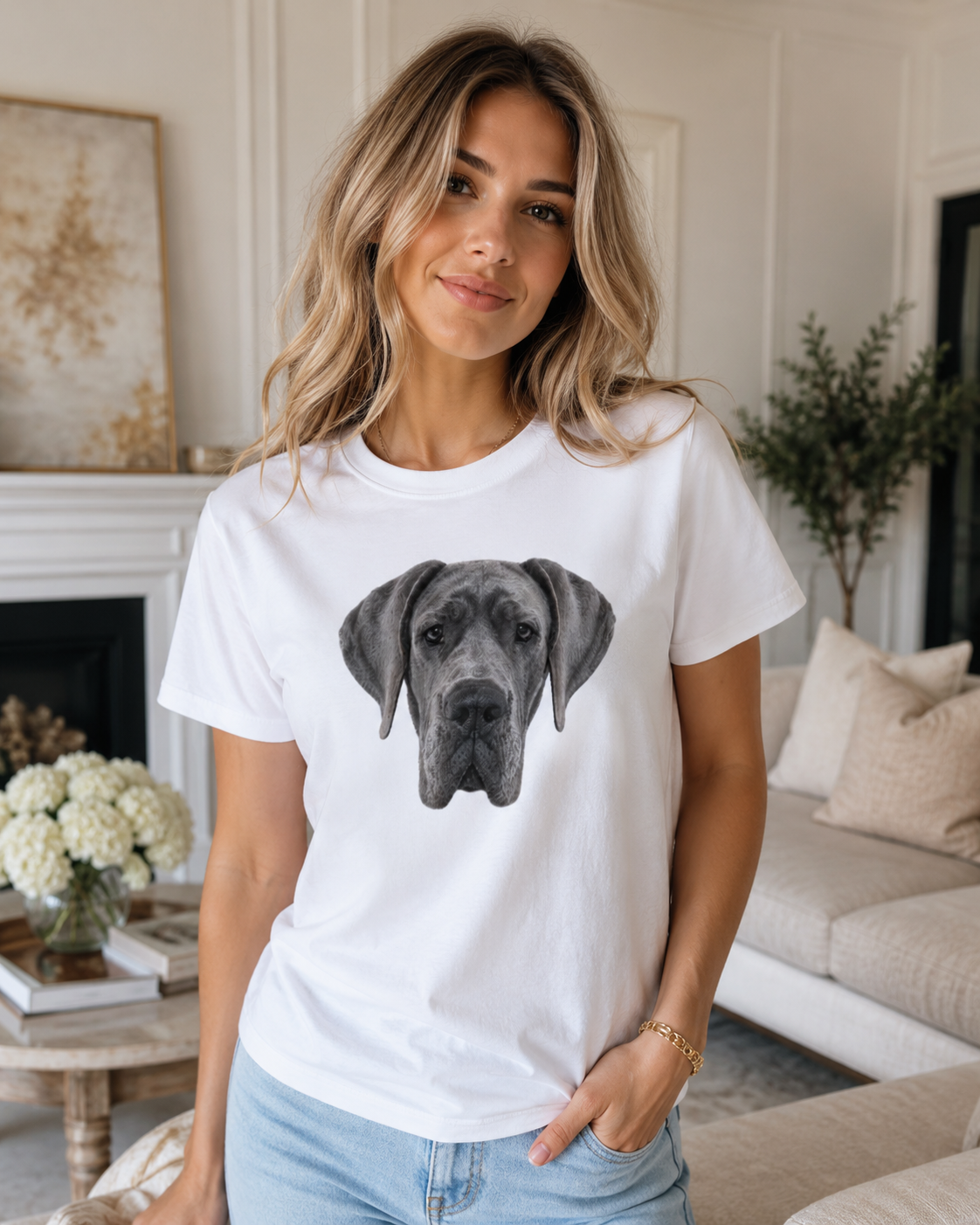 Blue Great Dane T Shirt, Dog Lover Gift, Gift for Dog Mum or Dad