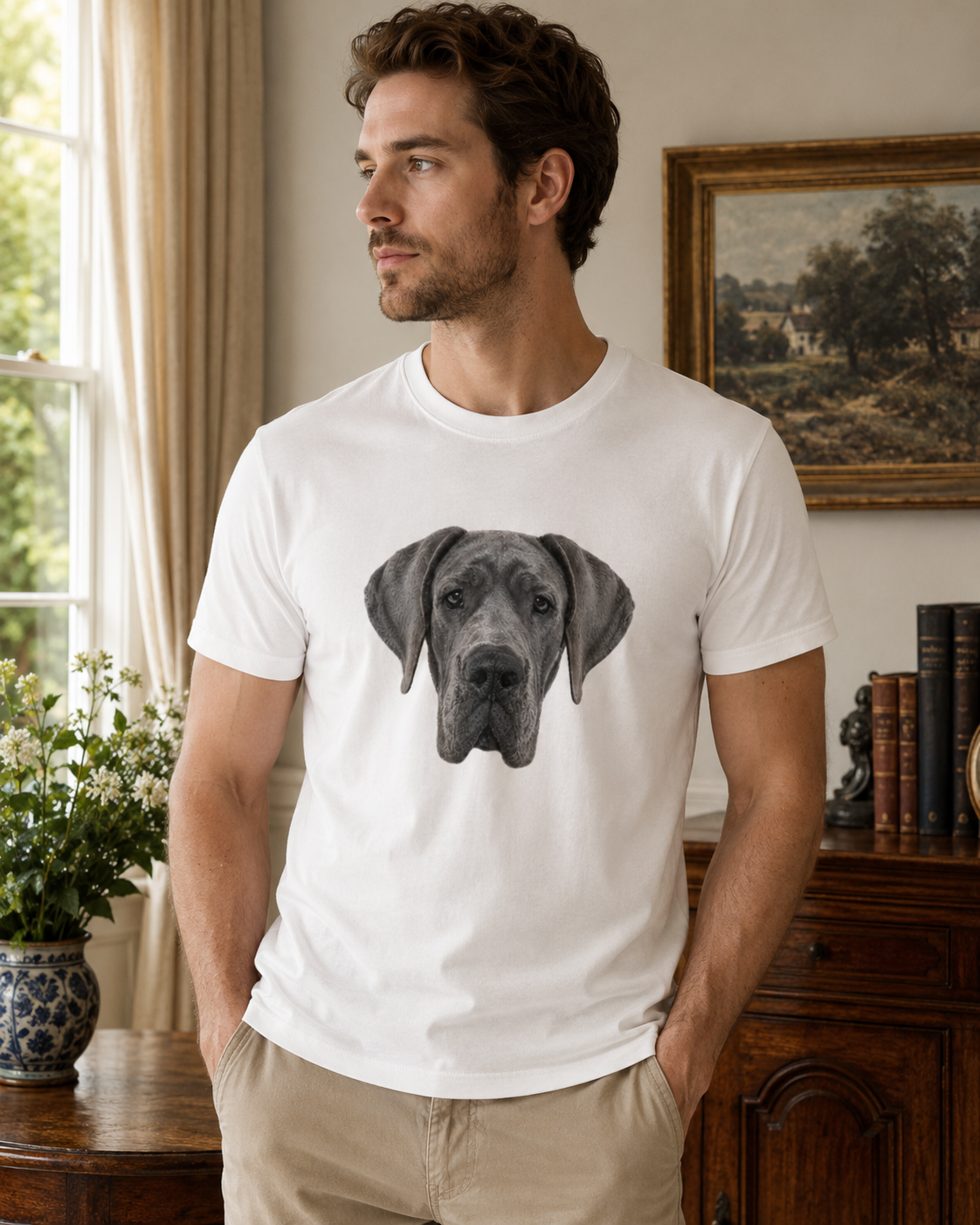 Blue Great Dane T Shirt, Dog Lover Gift, Gift for Dog Mum or Dad