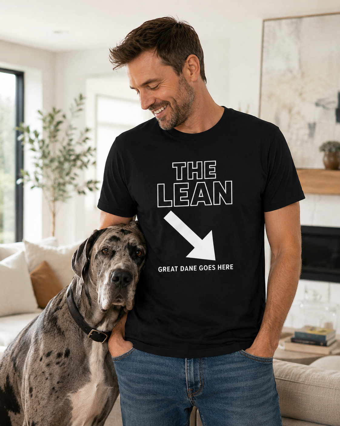 Funny Great Dane T-Shirt, 'The Lean' Dog Shirt, Dog Lover Gift, Big Dog Tee, Minimalist Graphic Design