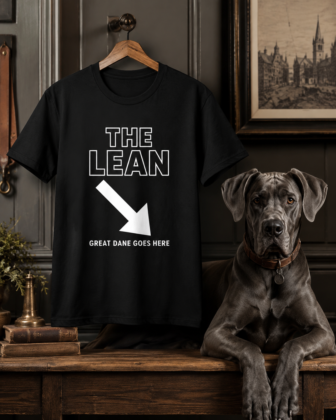 Funny Great Dane T-Shirt, 'The Lean' Dog Shirt, Dog Lover Gift, Big Dog Tee, Minimalist Graphic Design