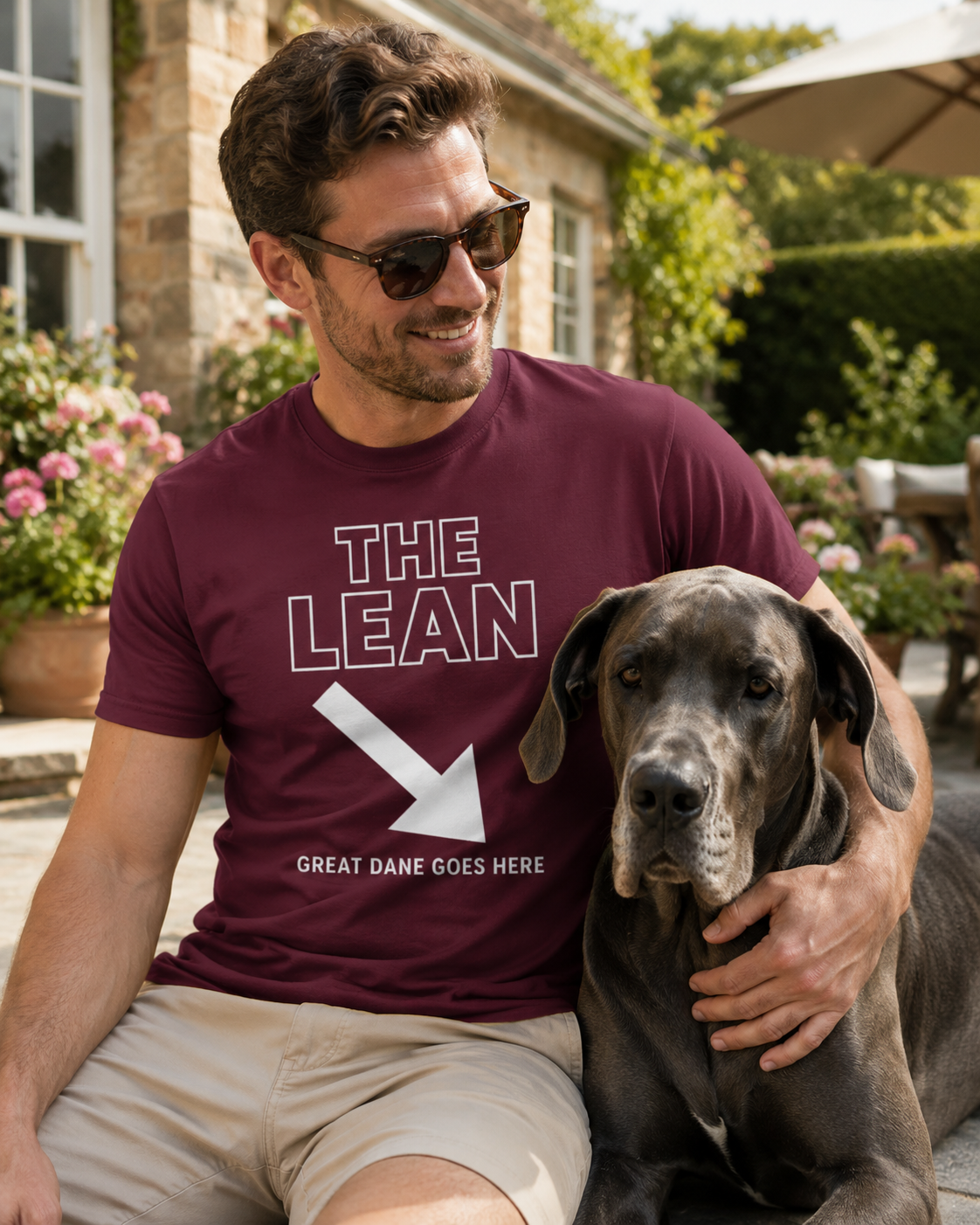 Funny Great Dane T-Shirt, 'The Lean' Dog Shirt, Dog Lover Gift, Big Dog Tee, Minimalist Graphic Design