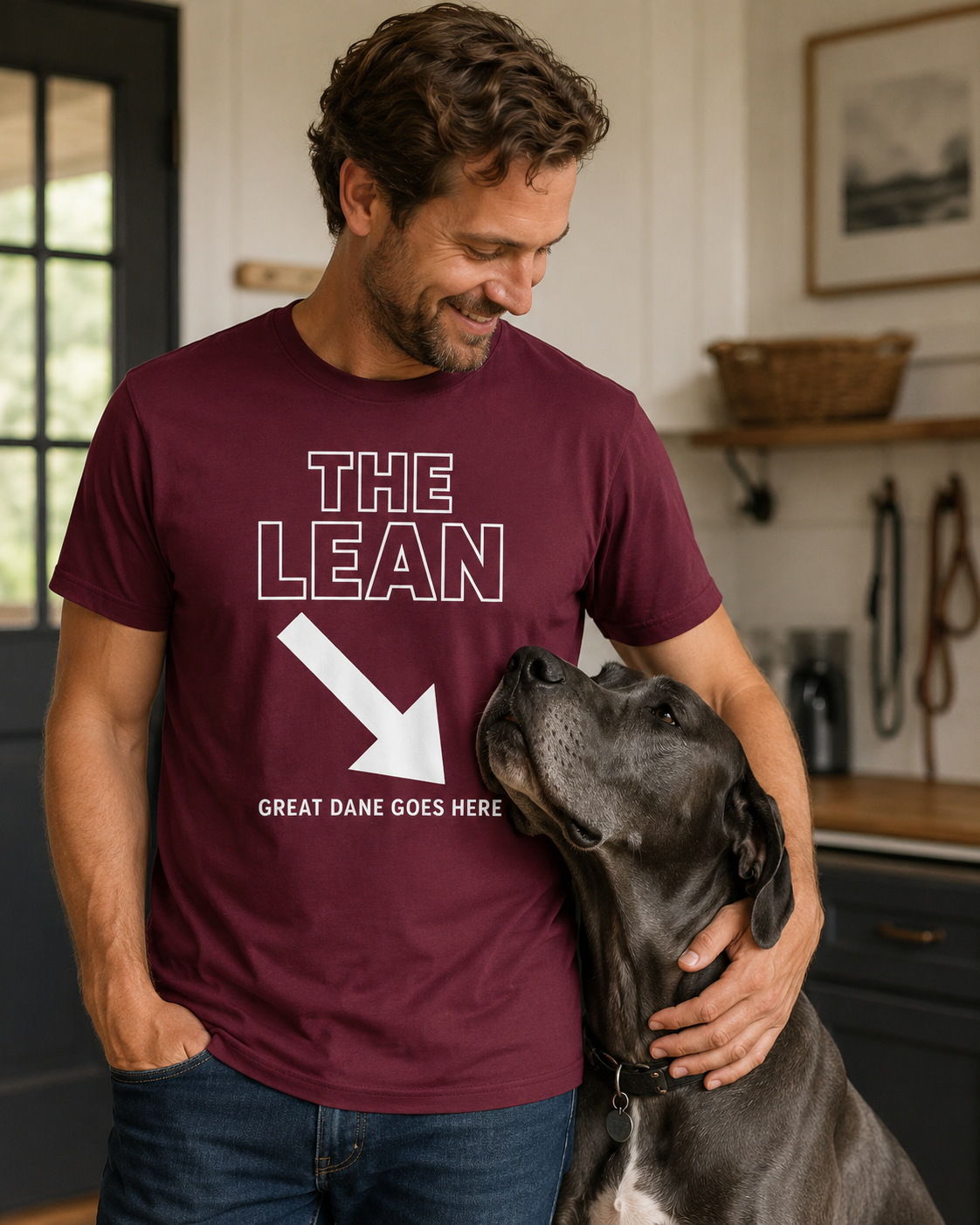 Funny Great Dane T-Shirt, 'The Lean' Dog Shirt, Dog Lover Gift, Big Dog Tee, Minimalist Graphic Design