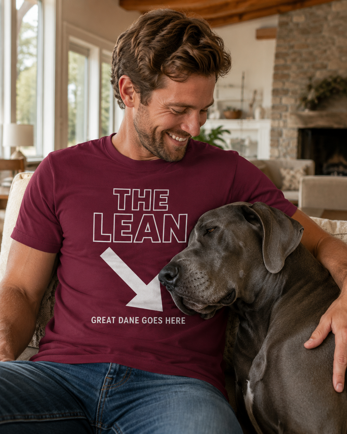 Funny Great Dane T-Shirt, 'The Lean' Dog Shirt, Dog Lover Gift, Big Dog Tee, Minimalist Graphic Design