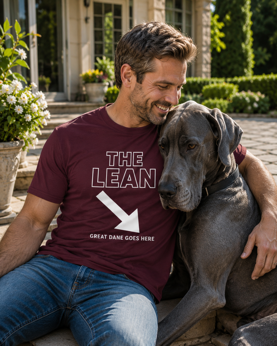 Funny Great Dane T-Shirt, 'The Lean' Dog Shirt, Dog Lover Gift, Big Dog Tee, Minimalist Graphic Design