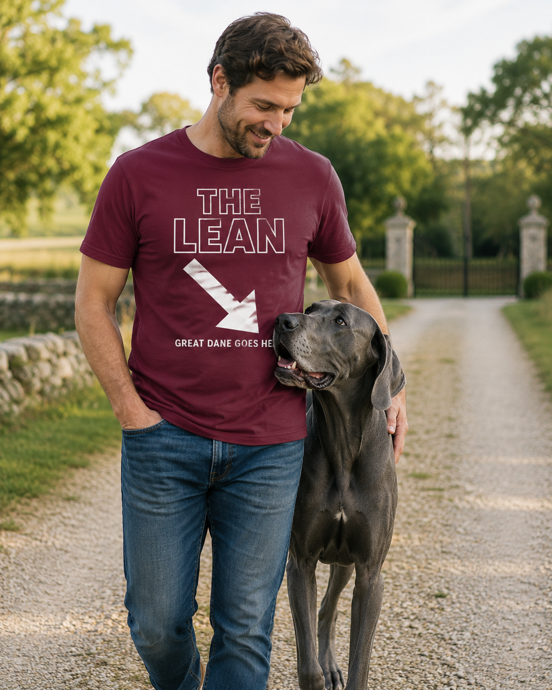 Funny Great Dane T-Shirt, 'The Lean' Dog Shirt, Dog Lover Gift, Big Dog Tee, Minimalist Graphic Design