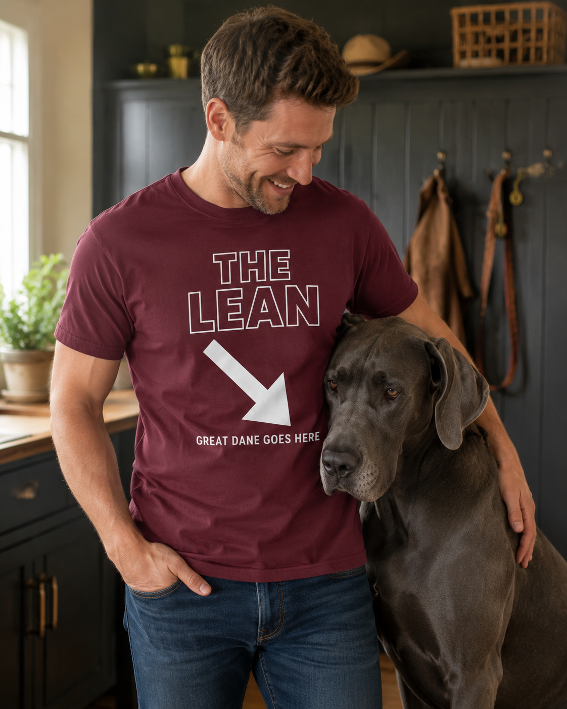 Funny Great Dane T-Shirt, 'The Lean' Dog Shirt, Dog Lover Gift, Big Dog Tee, Minimalist Graphic Design