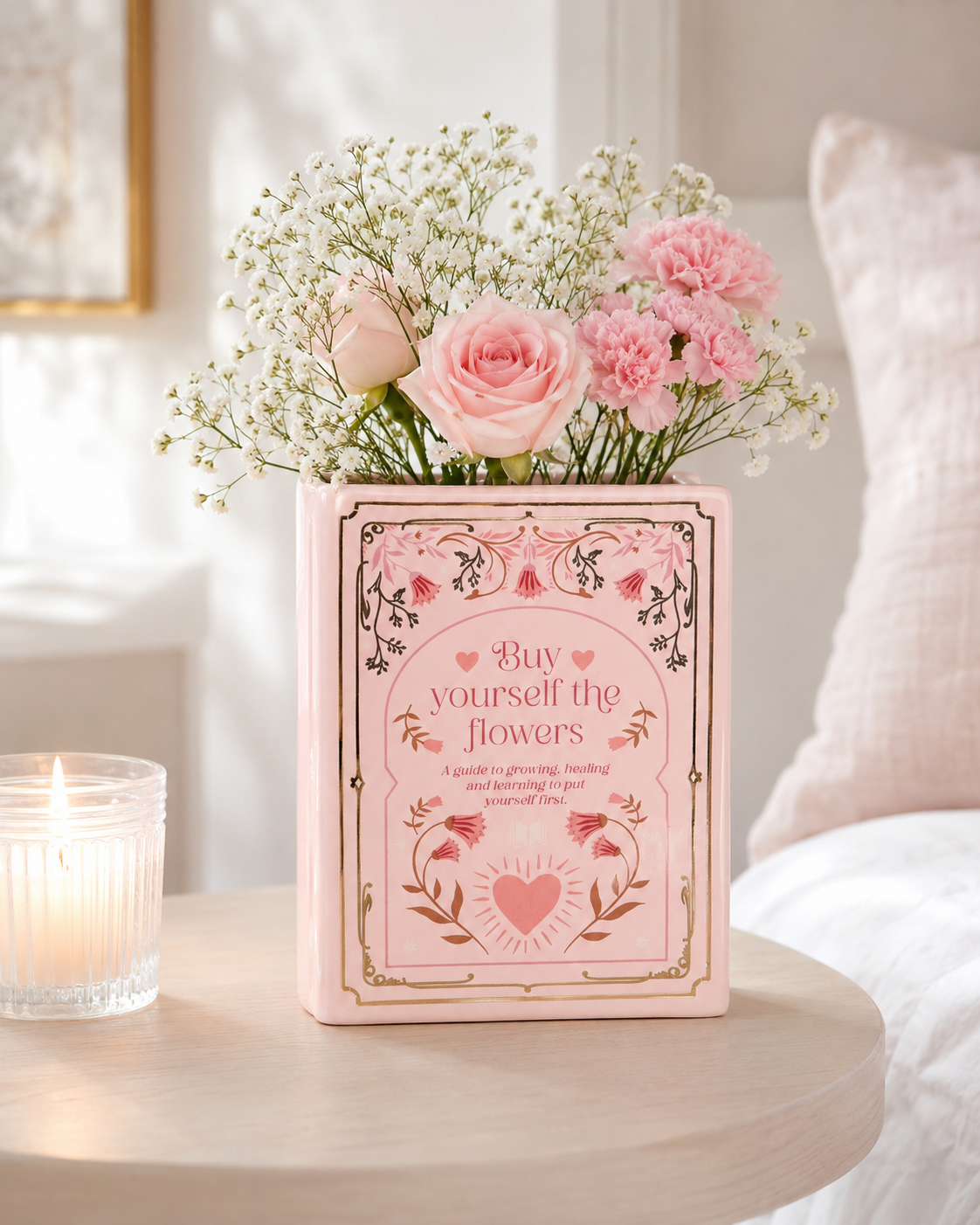 Pink Book Shaped Vase