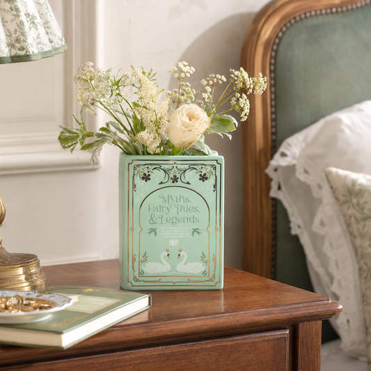 Green Book-Shaped Ceramic Vase | Myths, Fairy Tales & Legends