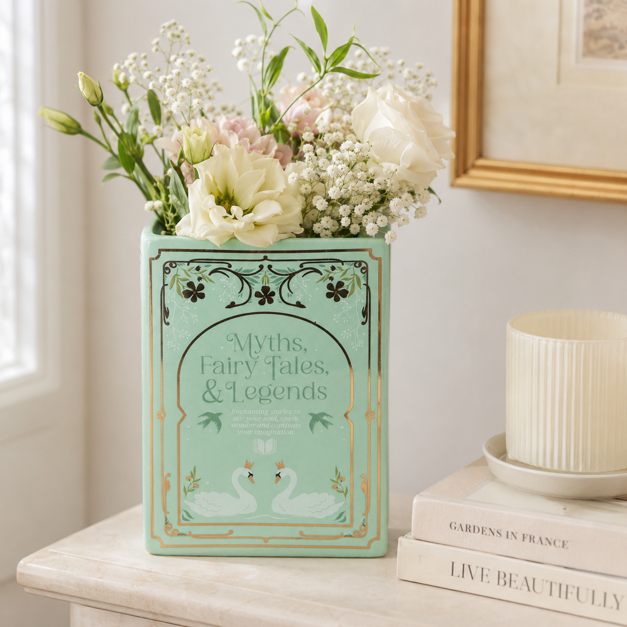 Green Book-Shaped Ceramic Vase | Myths, Fairy Tales & Legends