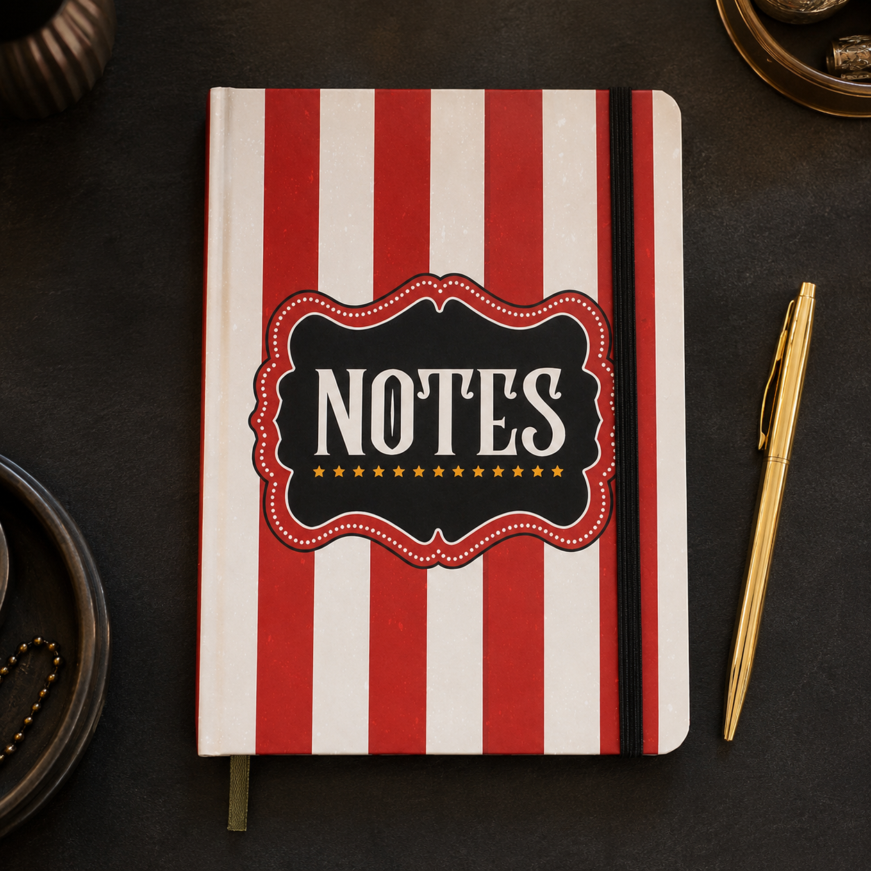 Red Circus Stripe A5 Notebook | Lined Journal