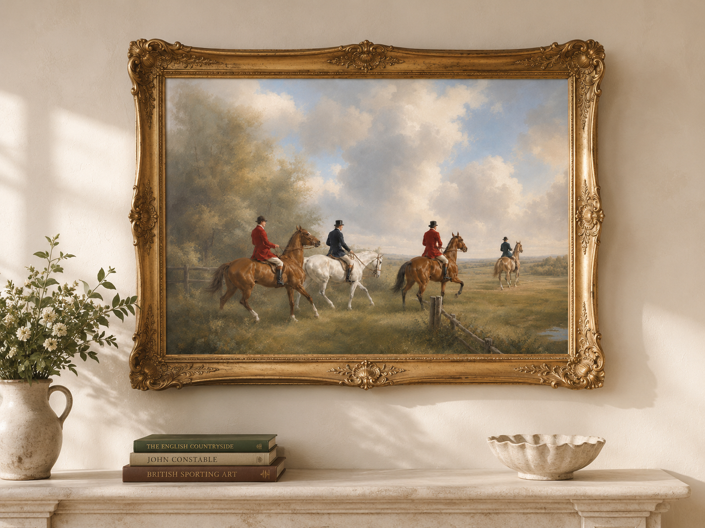 Across the Fields — Heritage Equestrian Mounted Art Print