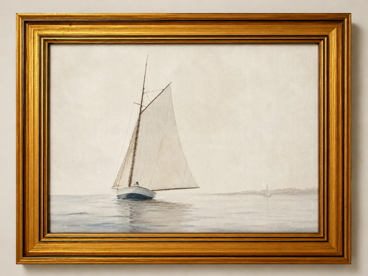 Quiet Waters I — Sailboat Mounted Art Print