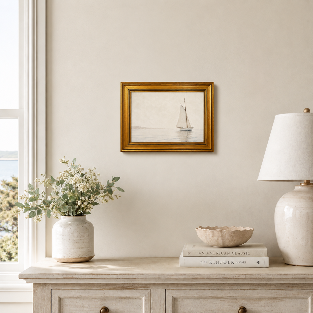 Quiet Waters II — Sailboat Mounted Art Print