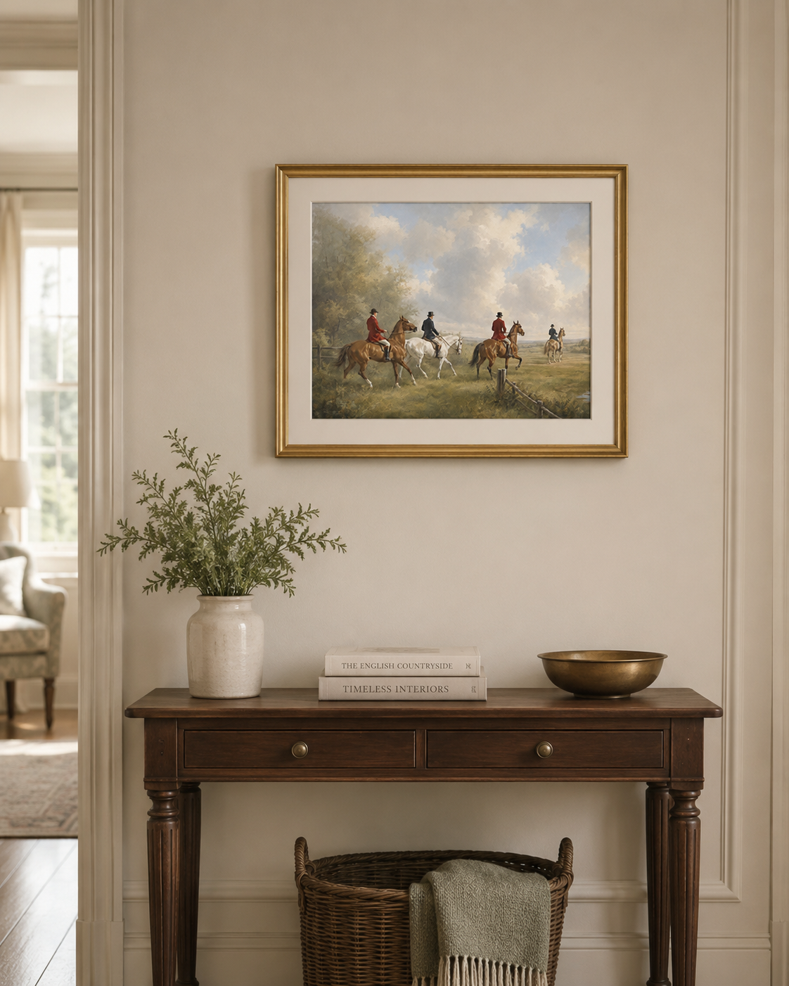 Across the Fields — Heritage Equestrian Mounted Art Print
