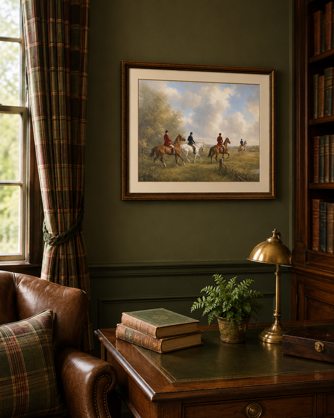 Across the Fields — Heritage Equestrian Mounted Art Print