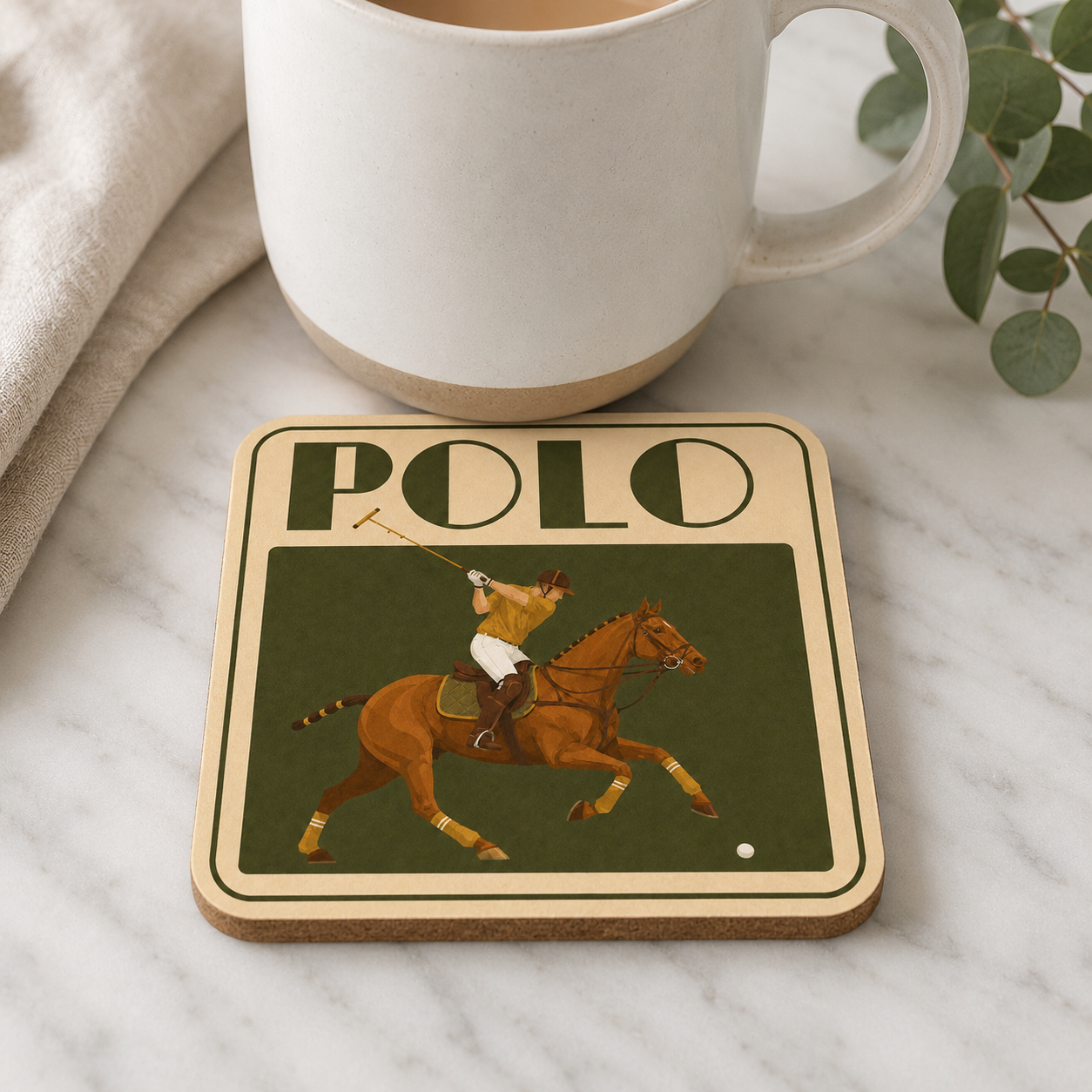 The Olive Polo Coasters | Set of 4 Vintage Equestrian Drinks Coasters