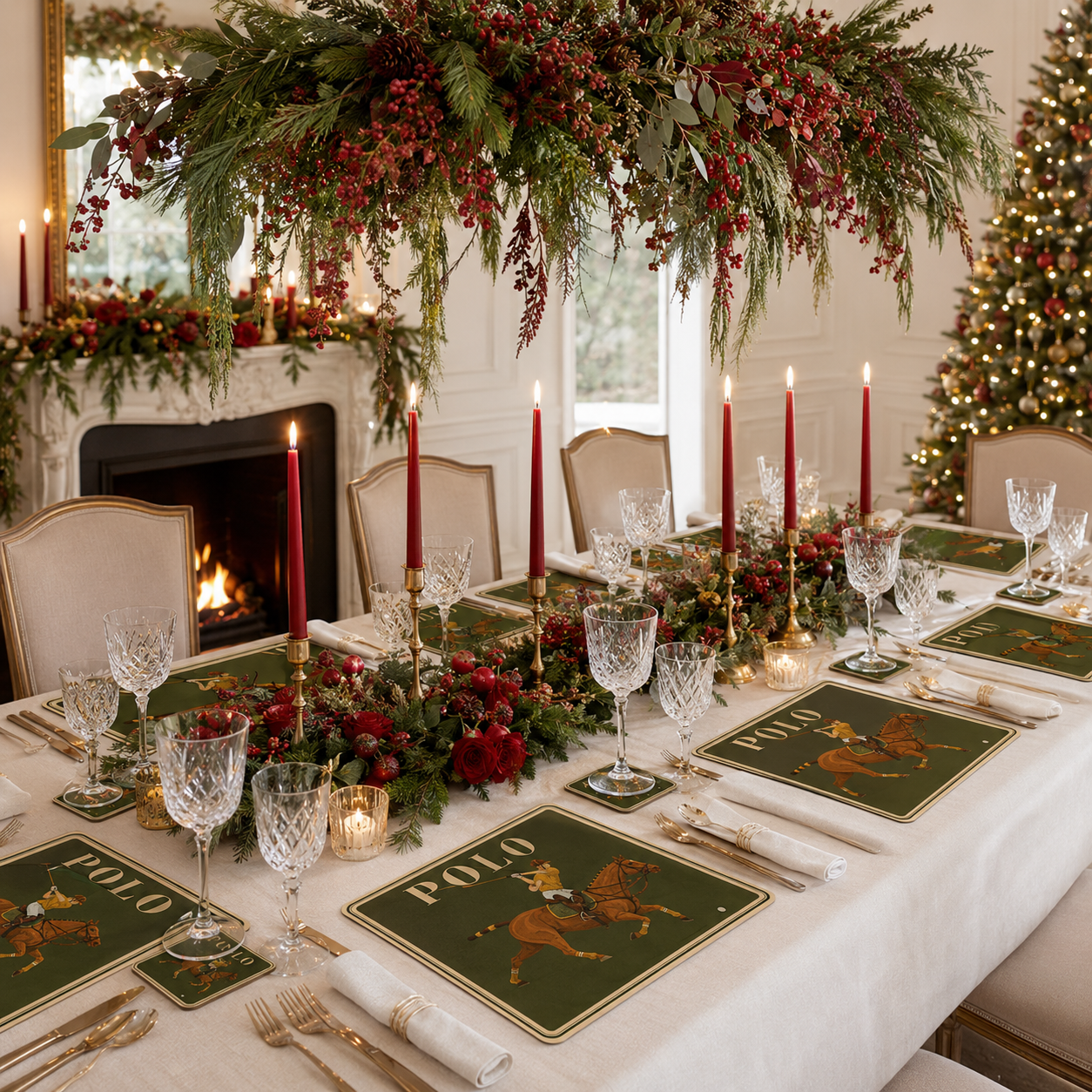 The Olive Polo Placemats | Set of 4 Vintage Style Equestrian Table Mats