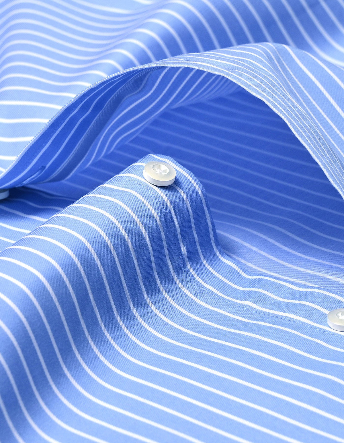 Striped Sky Blue Shirt with Contrast Collar
