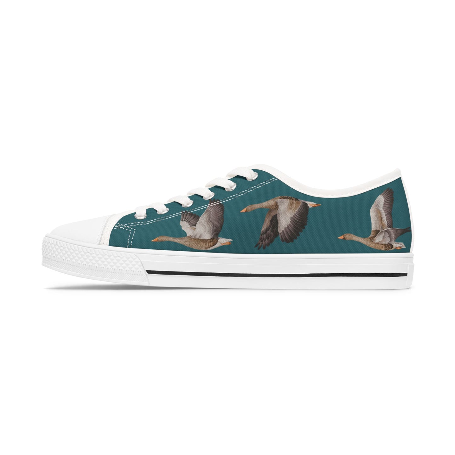 Flying Geese Low Top Sneakers — Teal Womens