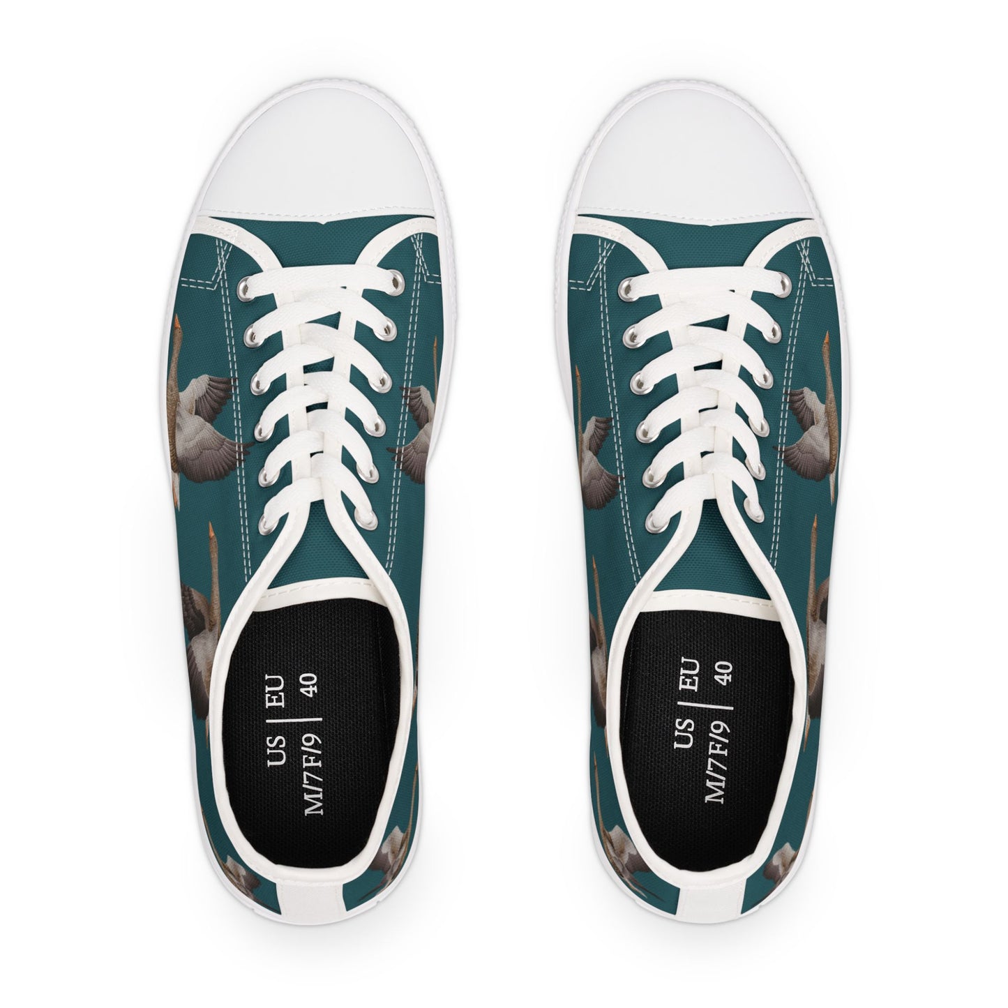 Flying Geese Low Top Sneakers — Teal Womens