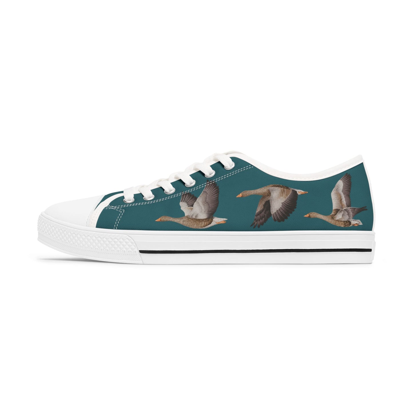Flying Geese Low Top Sneakers — Teal Womens