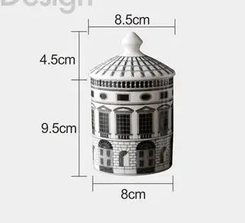 Black & White Ceramic House Trinket Dish | Tray & Lidded Jar