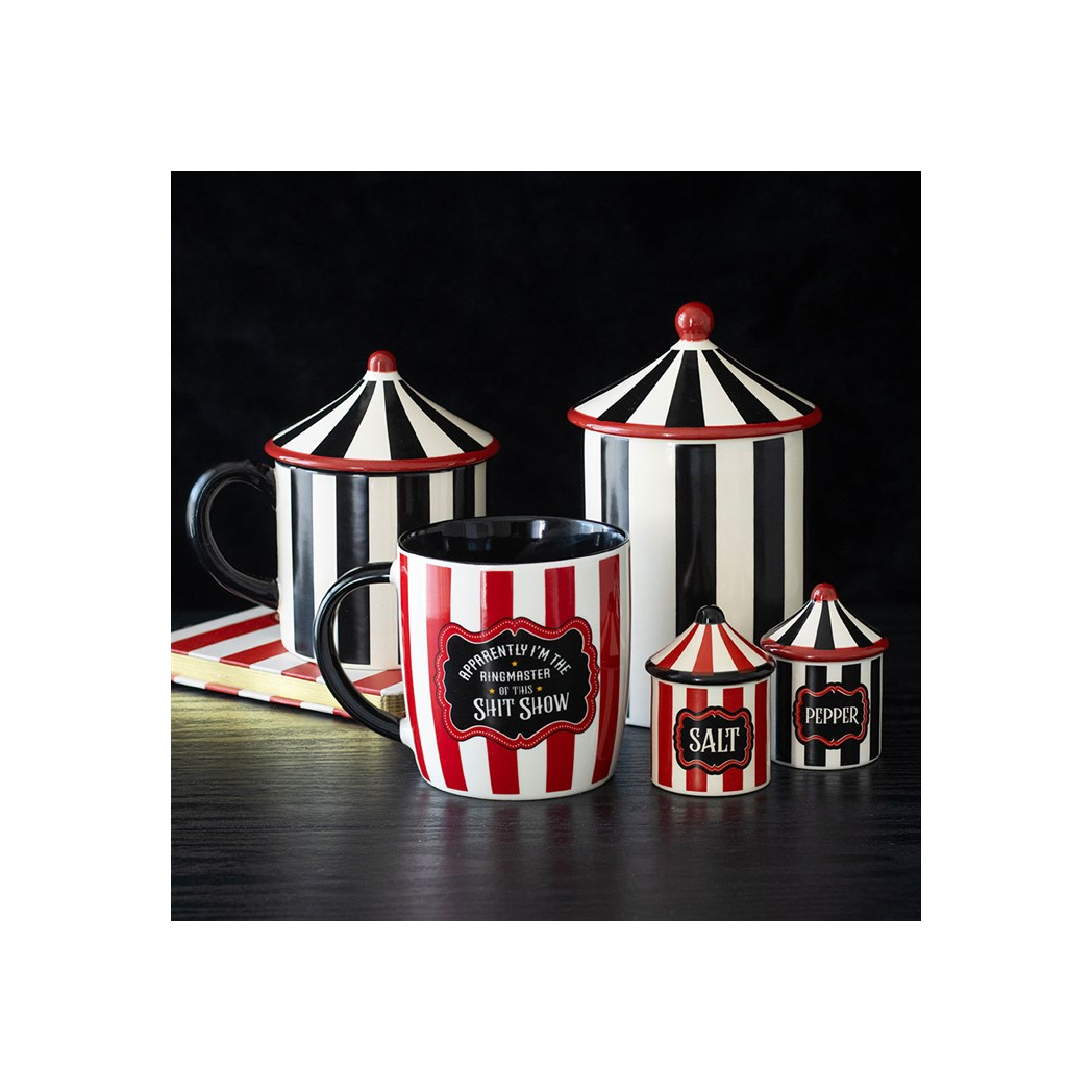 Black & White Striped Ceramic Storage Jar | Circus Tent Canister