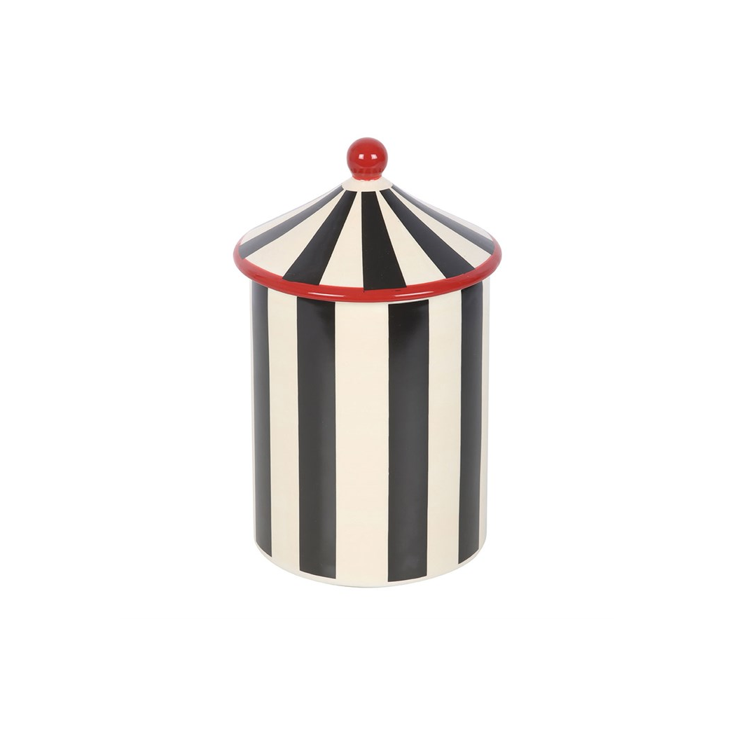 Black & White Striped Ceramic Storage Jar | Circus Tent Canister