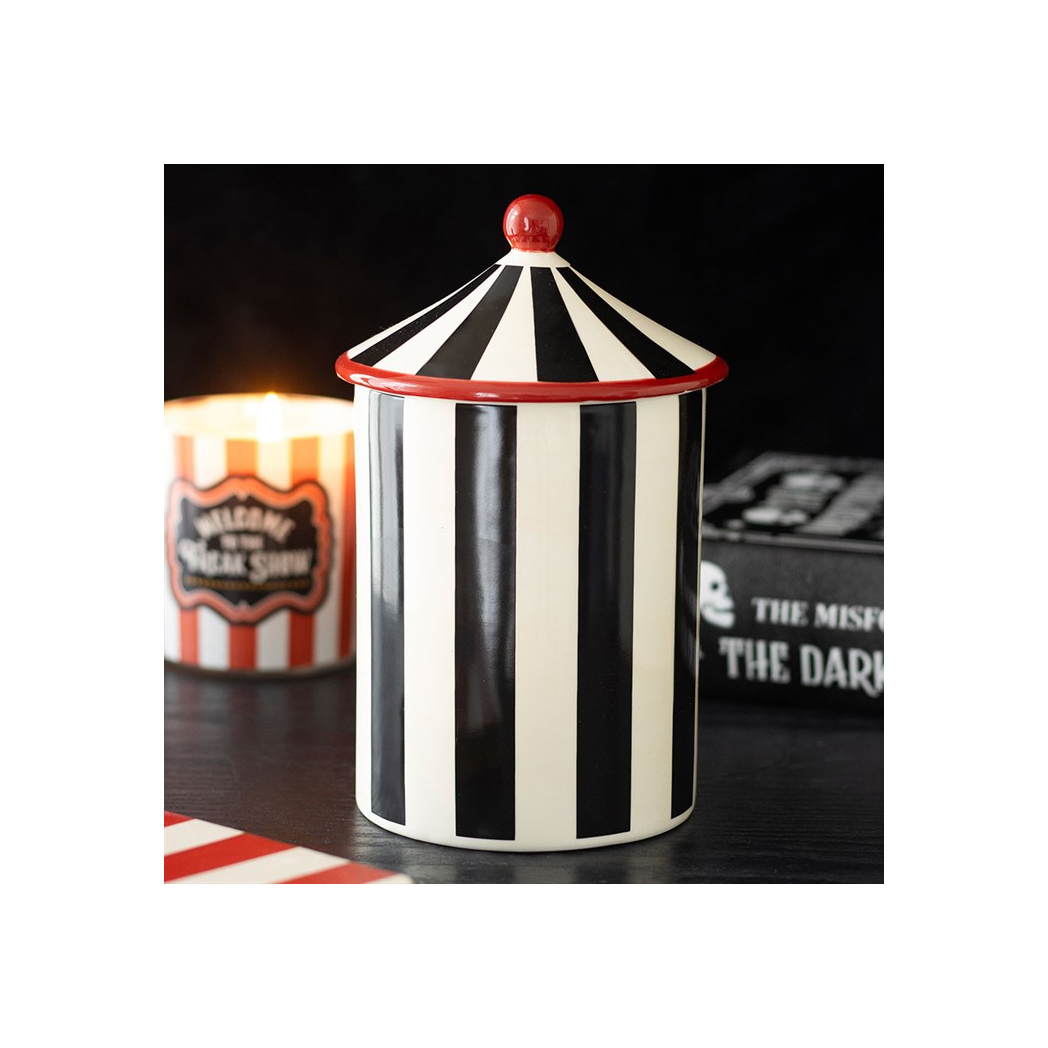 Black & White Striped Ceramic Storage Jar | Circus Tent Canister
