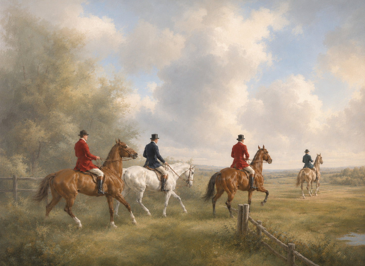 Across the Fields — Heritage Equestrian Mounted Art Print