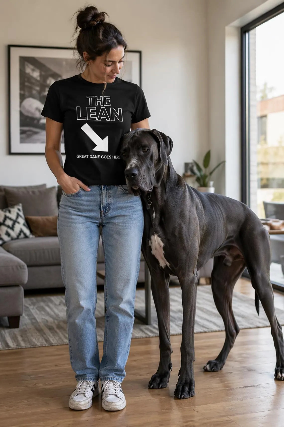 Funny Great Dane T-Shirt, 'The Lean' Dog Shirt, Dog Lover Gift, Big Dog Tee, Minimalist Graphic Design
