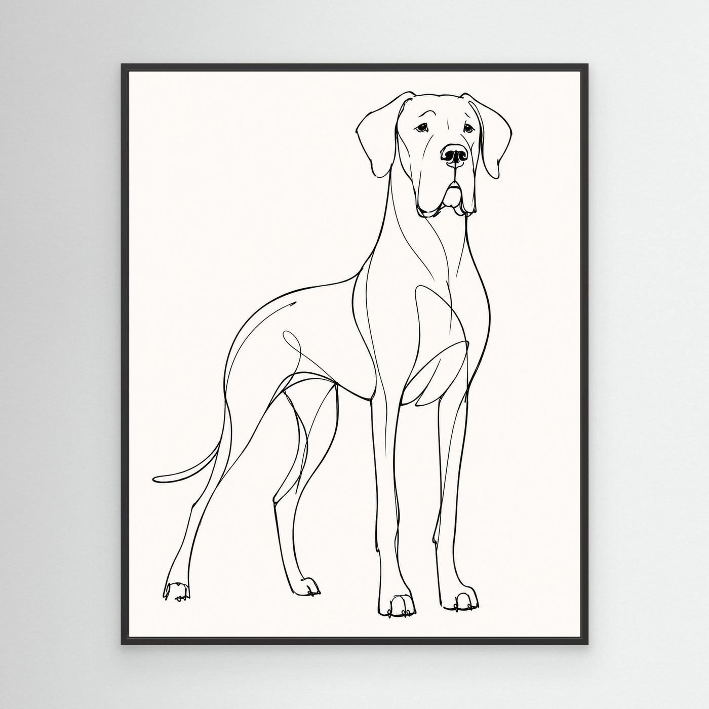 Great Dane Modernist Line Drawing Framed Canvas Print