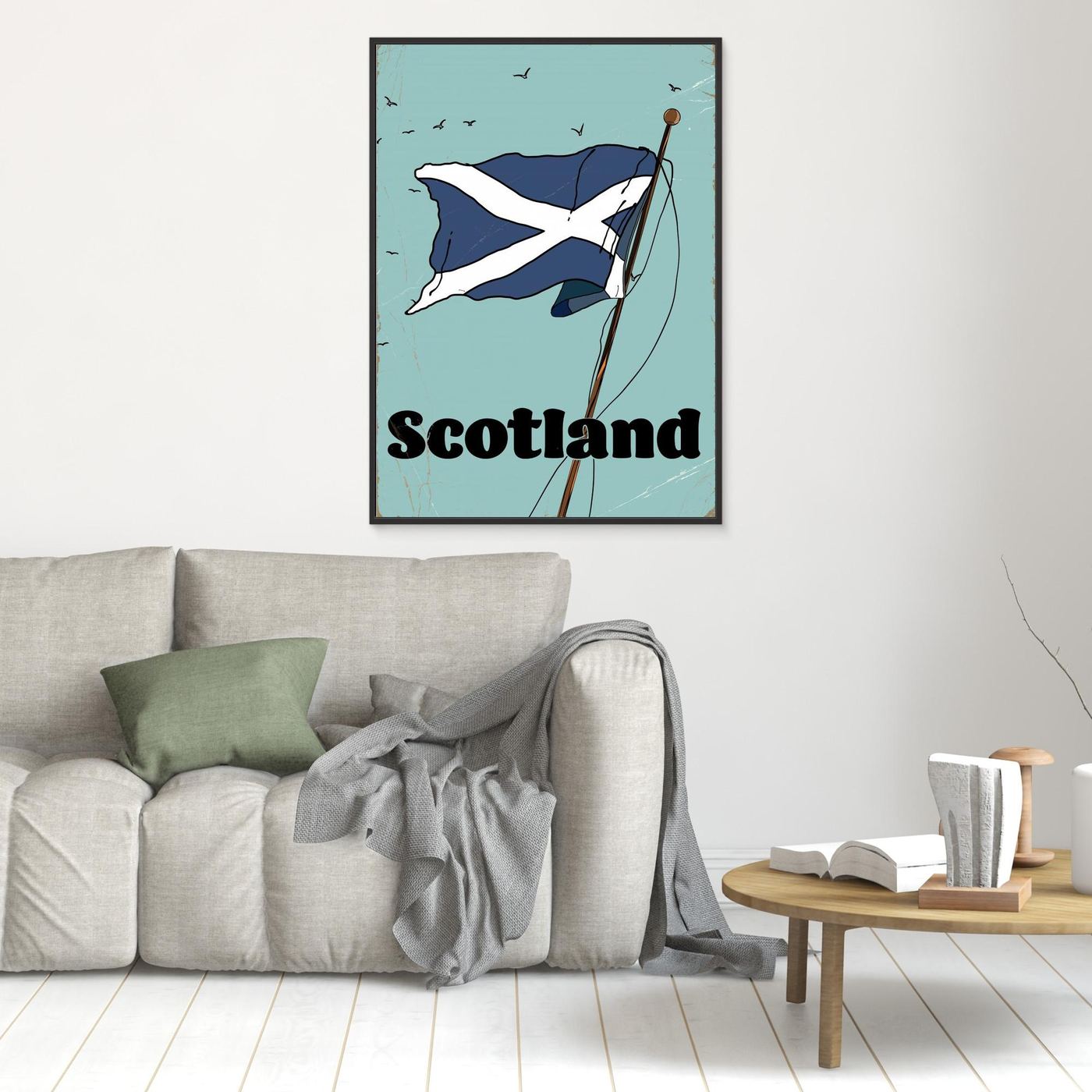 Vintage Framed Scotland Flag Canvas Print