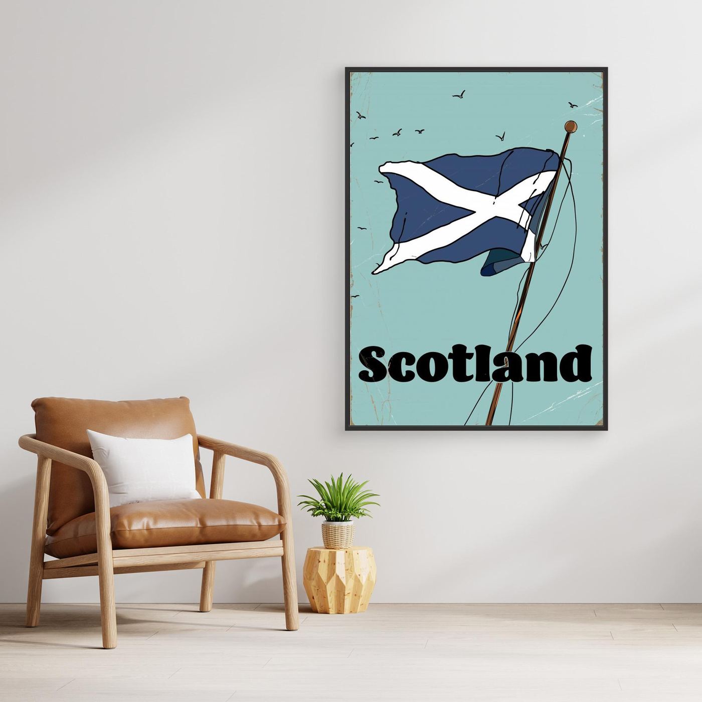 Vintage Framed Scotland Flag Canvas Print