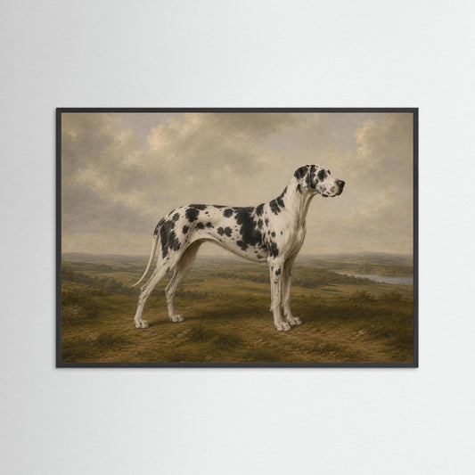 Harlequin Great Dane  in the British Countryside Framed Wall Art  - Copy - Copy