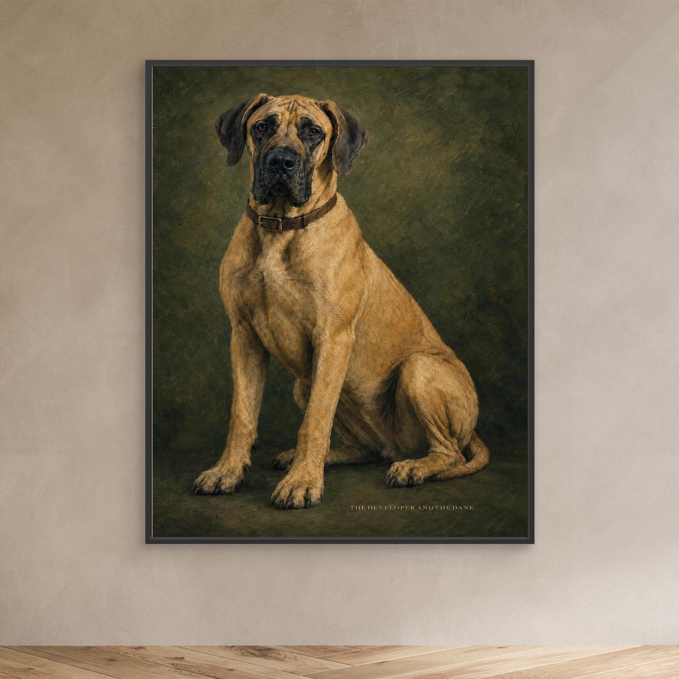 Fawn Great Dane Vintage Portrait Framed Canvas Wall ArtPrint