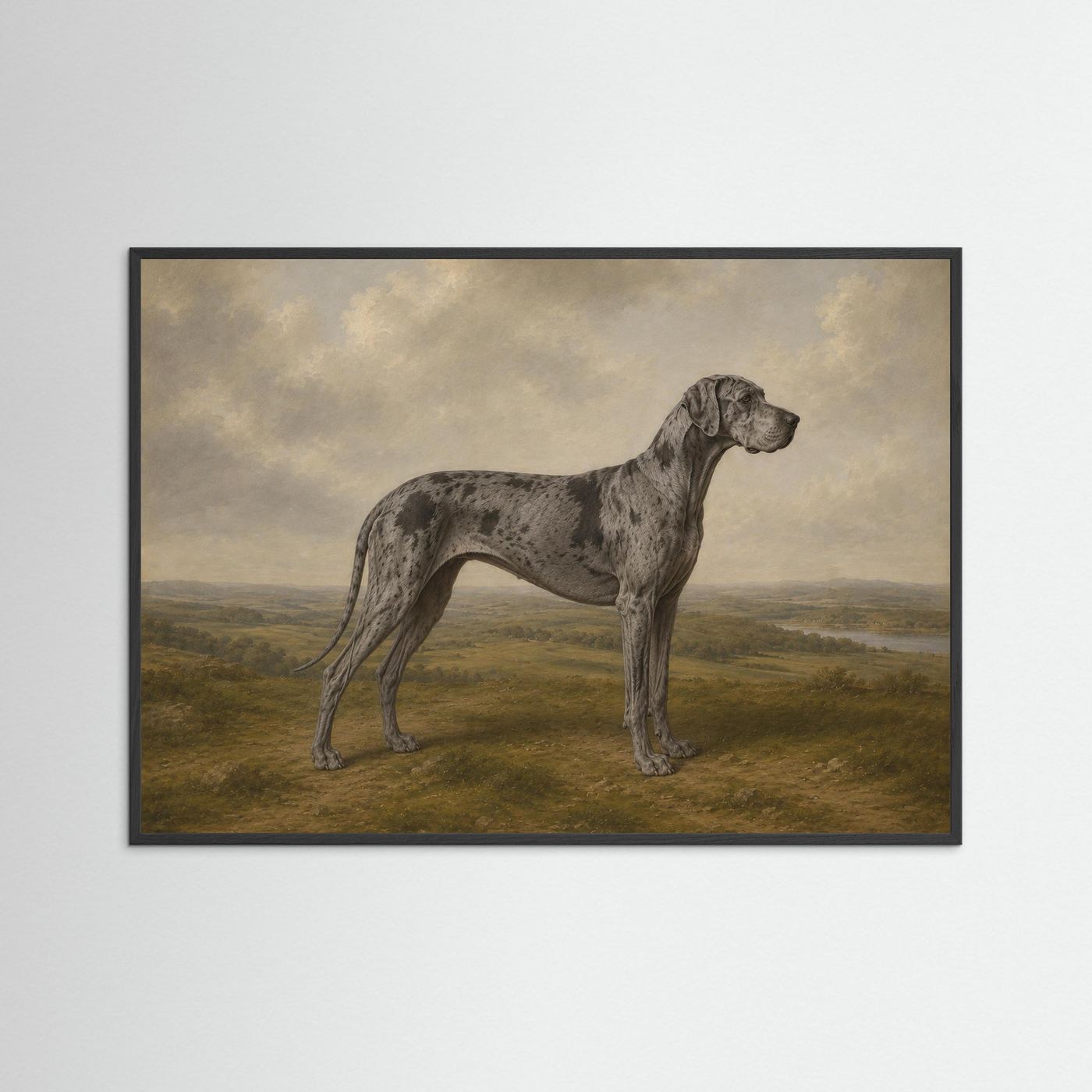 Merle Great Dane  in the British Countryside Framed Wall Art  - Copy - Copy - Copy - Copy