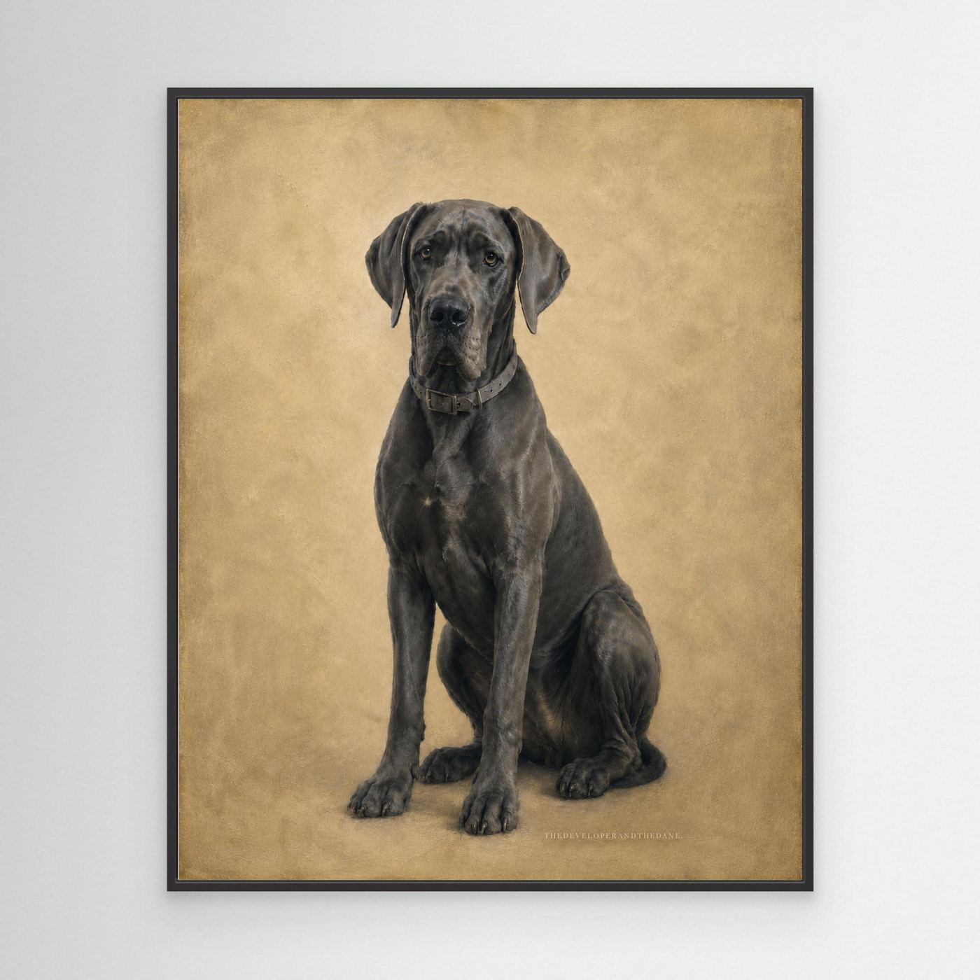 Blue Great Dane Vintage Portrait Framed Canvas Print