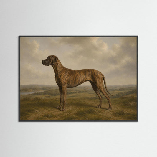 Brindle Great Dane  in the British Countryside Framed Wall Art  - Copy - Copy - Copy