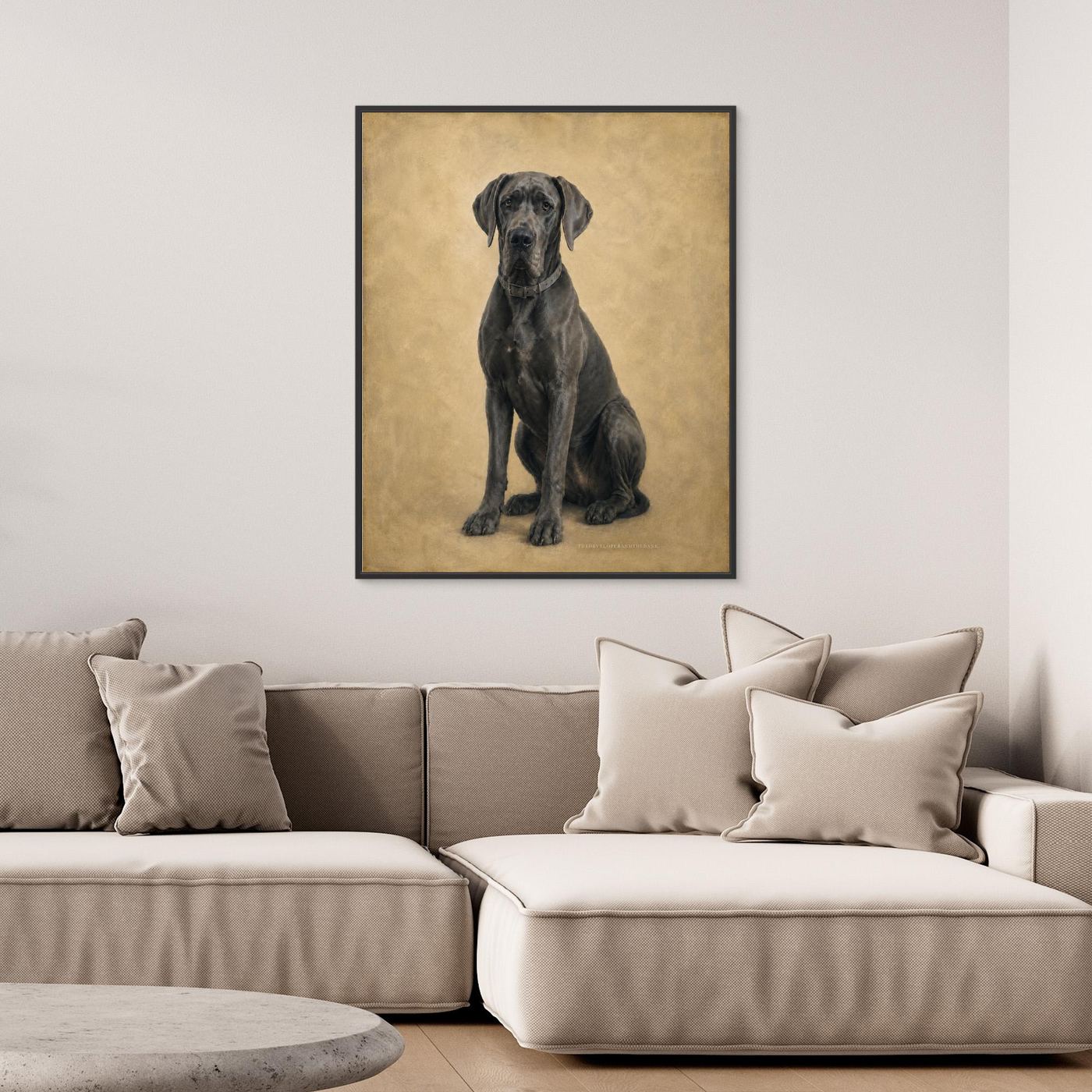 Blue Great Dane Vintage Portrait Framed Canvas Print