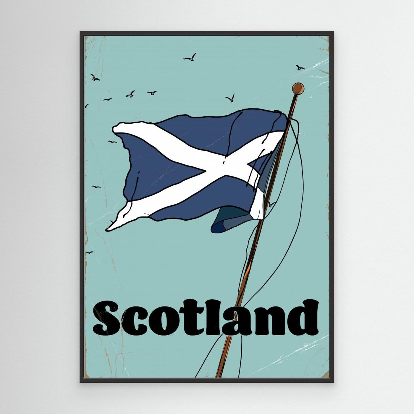 Vintage Framed Scotland Flag Canvas Print