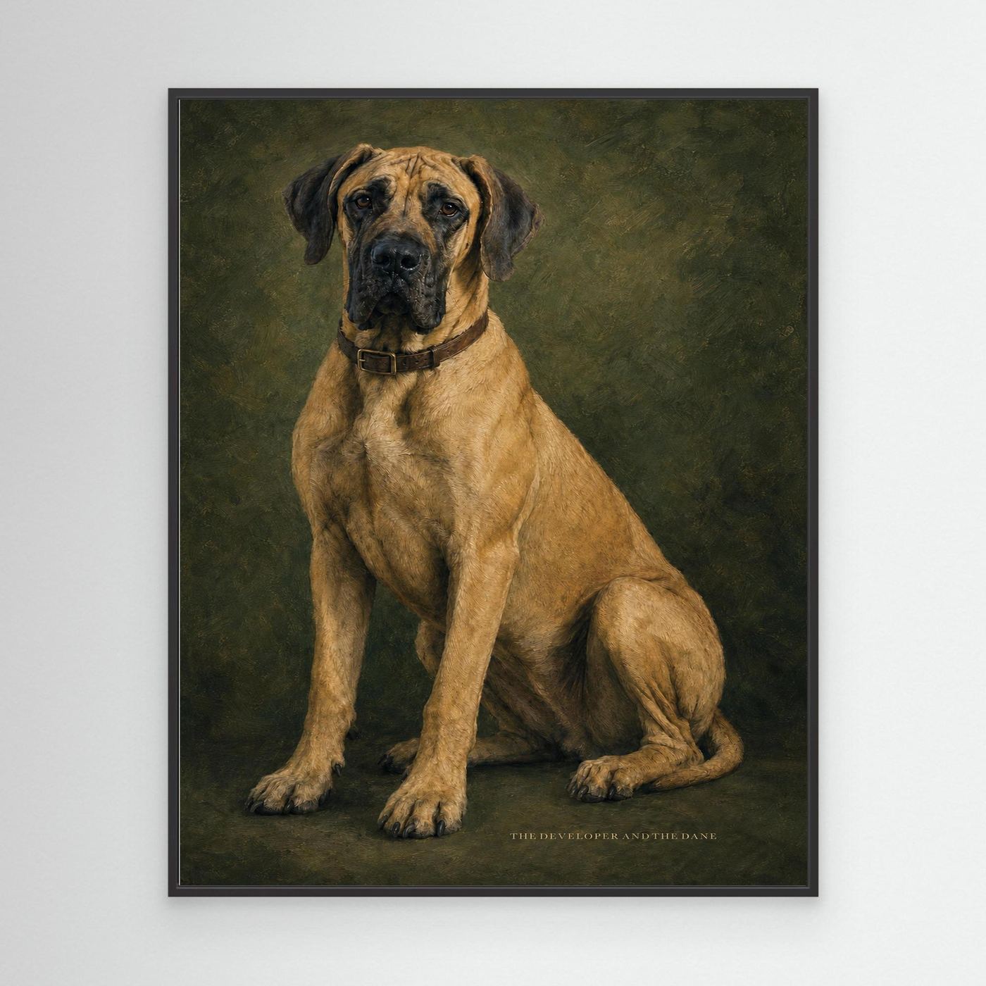 Fawn Great Dane Vintage Portrait Framed Canvas Wall ArtPrint
