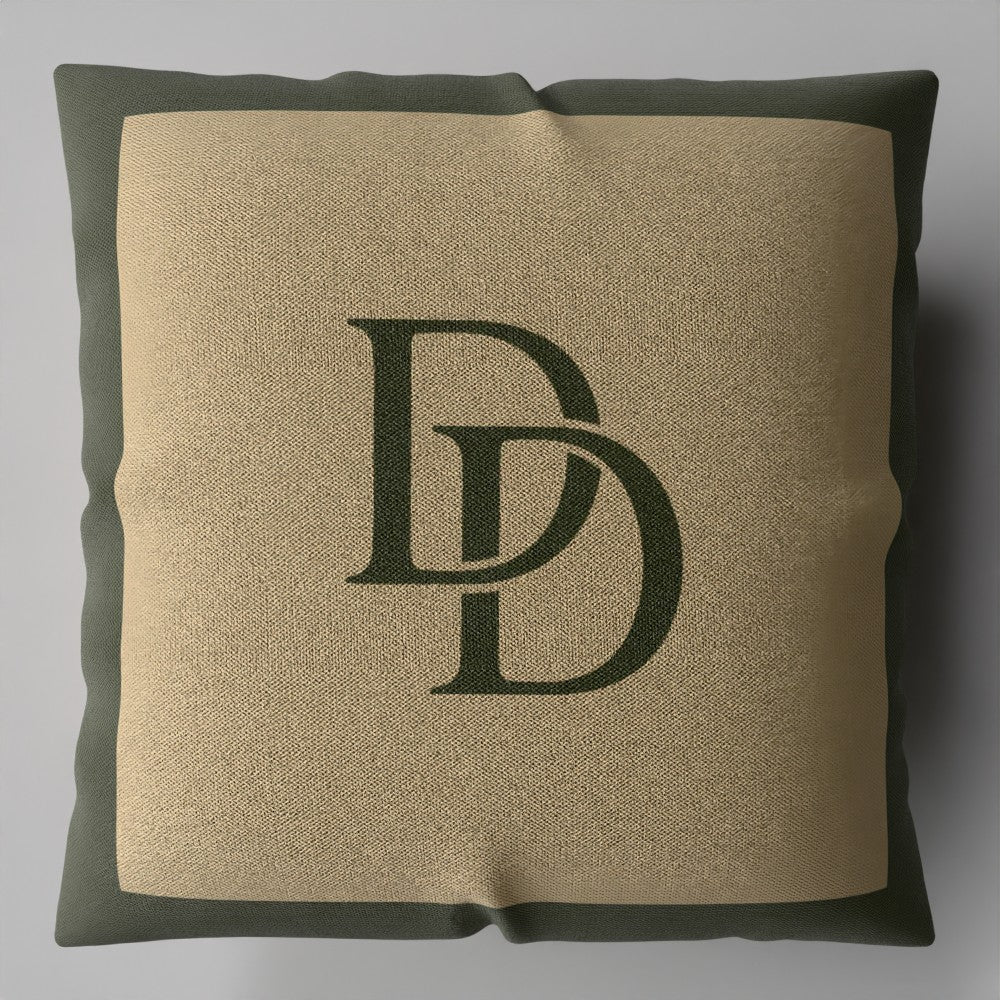 The Heritage Double-D Monogram Cushion | Olive Green Cushion