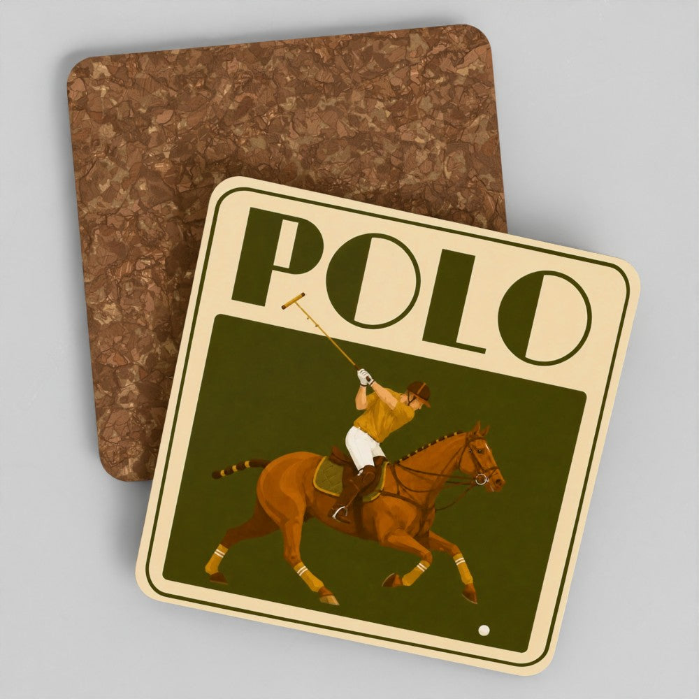 The Olive Polo Coasters | Set of 4 Vintage Equestrian Drinks Coasters