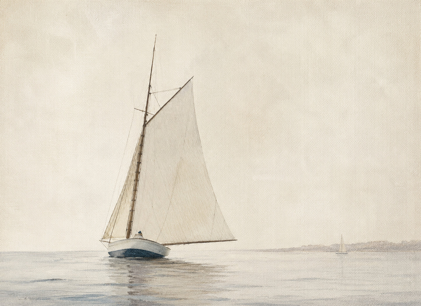 Quiet Waters I — Sailboat Mounted Art Print